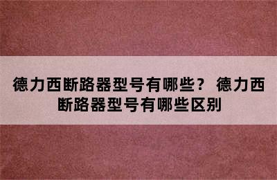 德力西断路器型号有哪些？ 德力西断路器型号有哪些区别